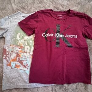 Calvin Klein & Carters Lot of 2 Short Sleeve Tee Boys Top sz 6 Dark Red Gray
